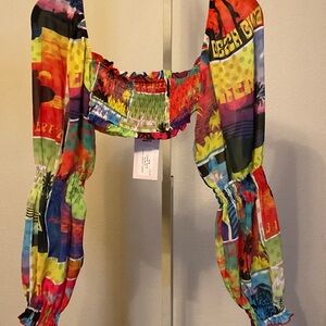 Jaded London Multicolor Graphic Crop Top‎